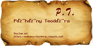 Páhány Teodóra névjegykártya